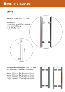 Edelstahlstossgriff (Doppelgriff)