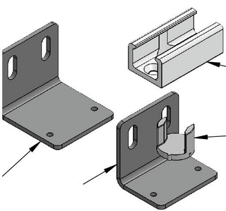 Glasschiebetr Untere Fhrung (fr 8, 10, 12 mm Glas)